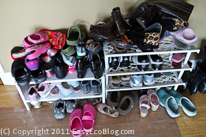shoe rack, shoes, sneakers, boots, children shoes